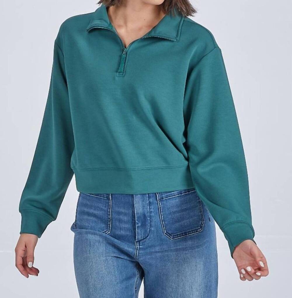 NEW SIMPLY SOUTHERN quarter-zip pullover sweatshirt in jade